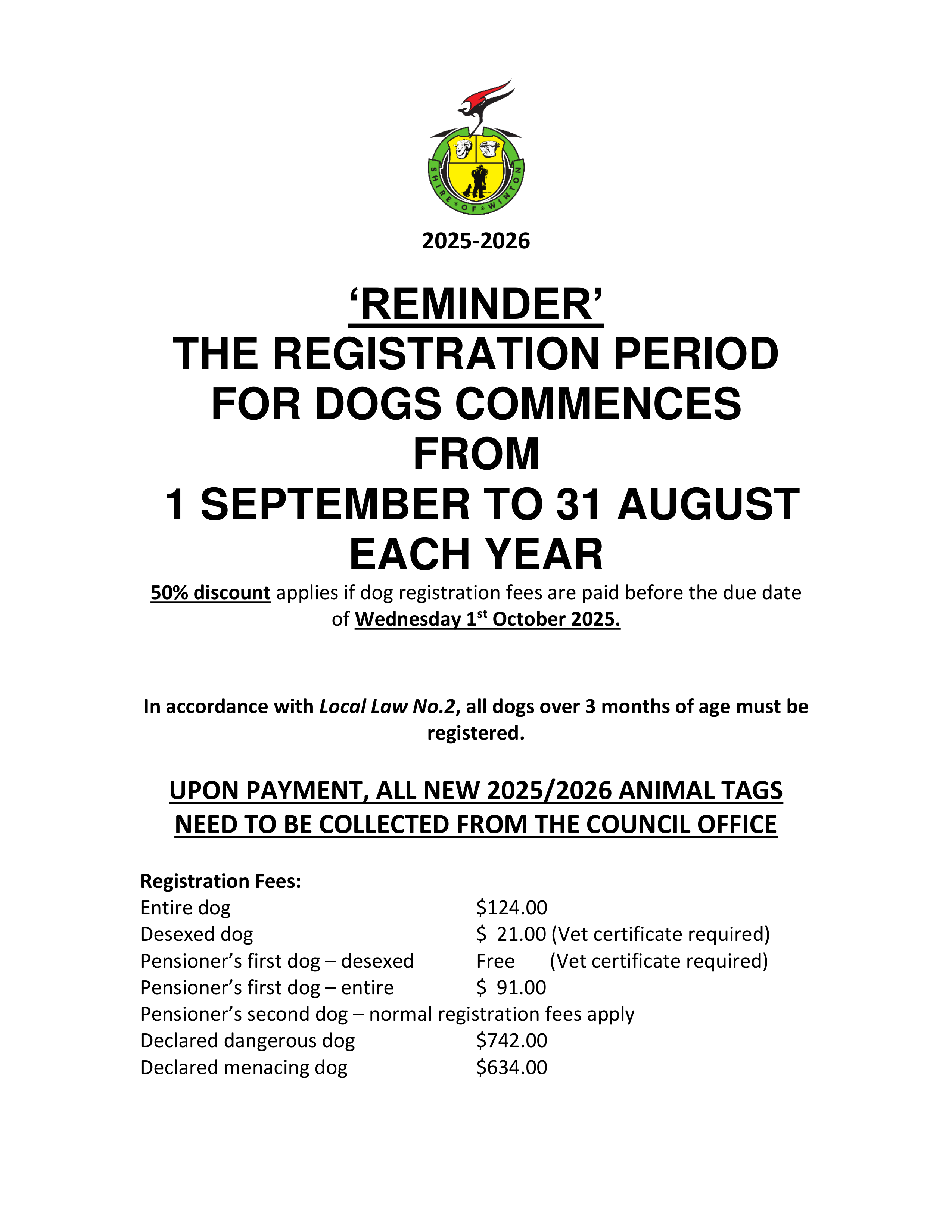2025 2026 Reminder discount period ending 