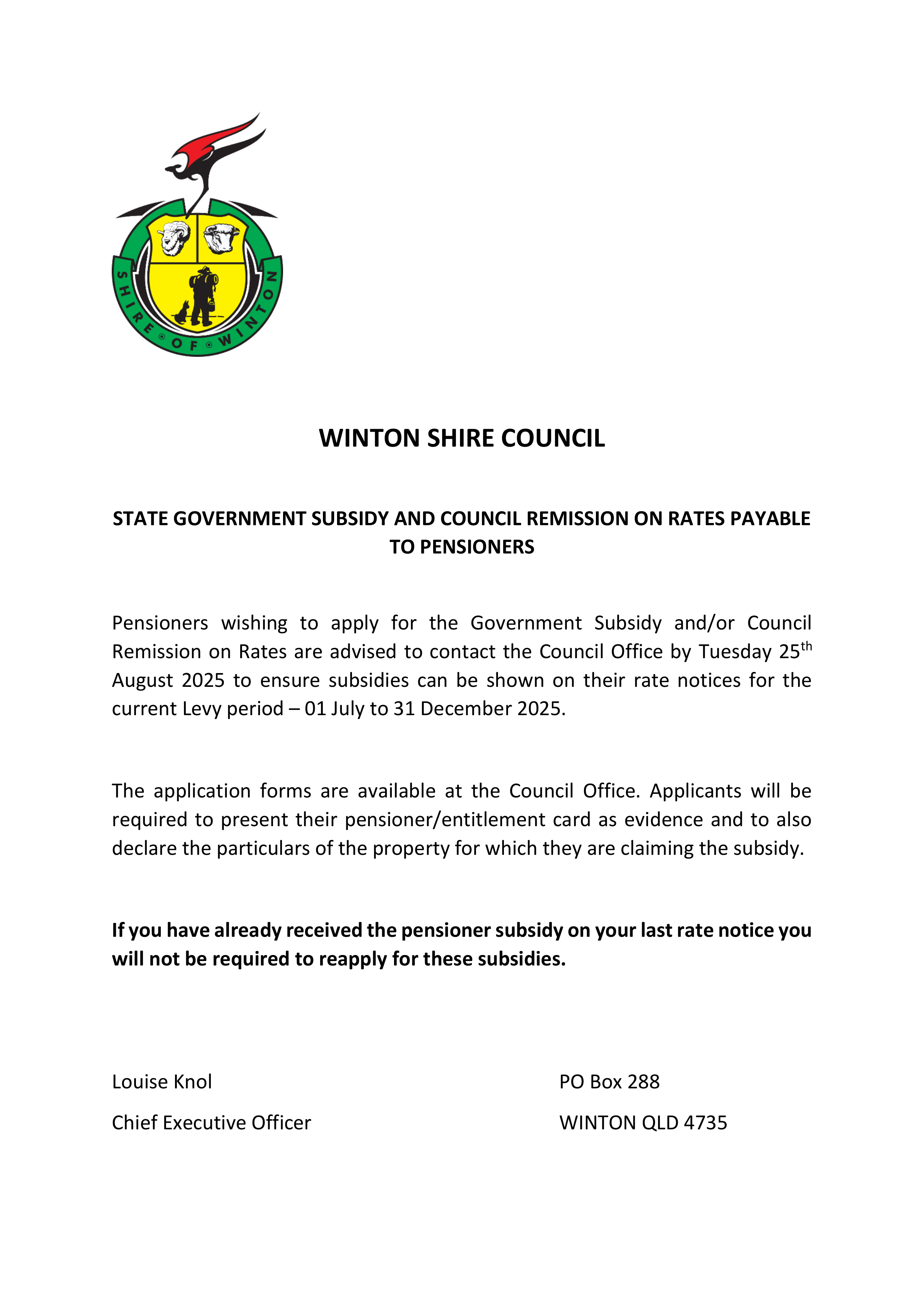2025 2026 September notification subsidy on rates